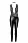 Preview: F298 Libido Deep-V Catsuit mit Kragen und Perlenkette